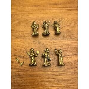 Vintage 2" Brite Star Plastic Angel CHRISTMAS Ornaments Set of 6